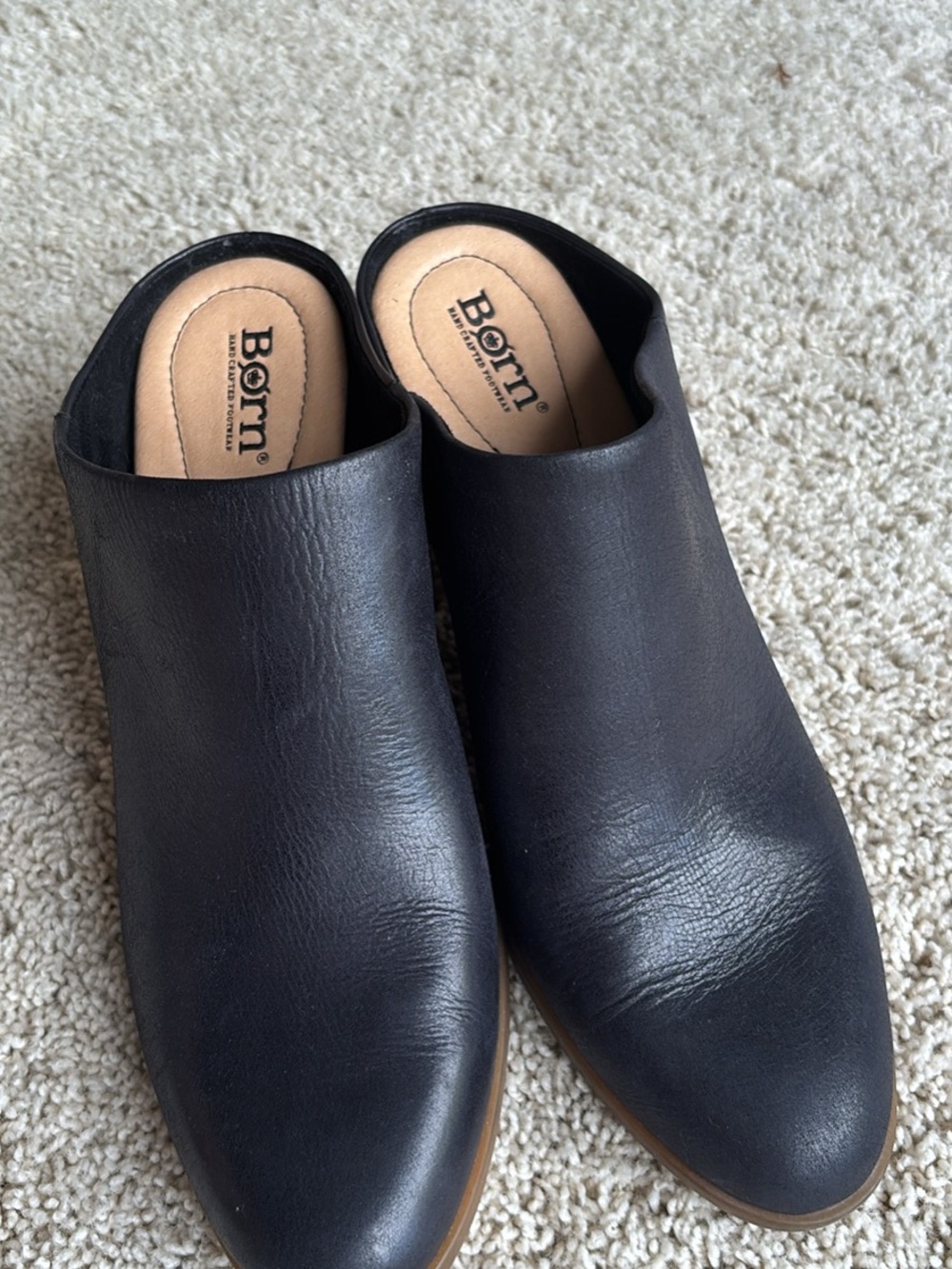 Born Black Leather Slip-On Mule Clogs